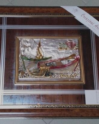 Quadro specchio e argento con bassorilievo 