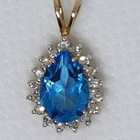 Pendente collana Acquamarina in oro giallo 14 kt