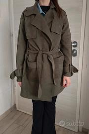 Trench donna suede cachi con cintura taglia S