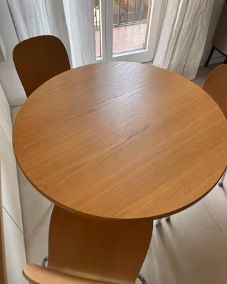 Tavolo rotondo 90 rovere alluminio cucina riunione