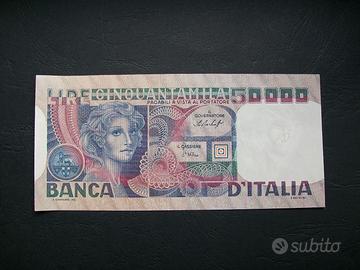 Banconota da 50000 lire 1977 volto di donna