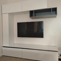 Parete attrezzata TV su misura bianco lucido – des