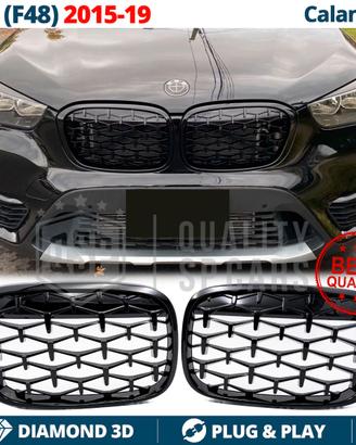 GRIGLIE per BMW X1 F48 Mascherine Nera Diamond