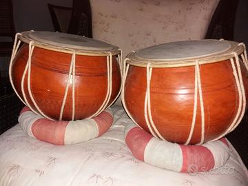 Tamburo Coppia di Tabla Indiane in Terracotta