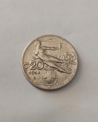 moneta 20 centesimi del 1914