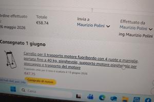 carrellino per motore fuoribordo