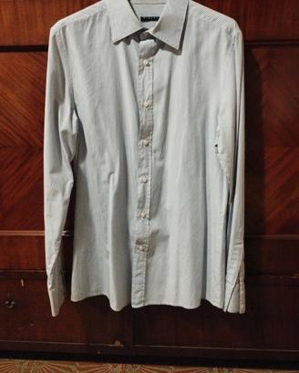 Camicia rigata azzurra/bianca taglio Slim