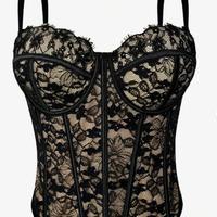 Corsetto modellante da donna con pizzo nero