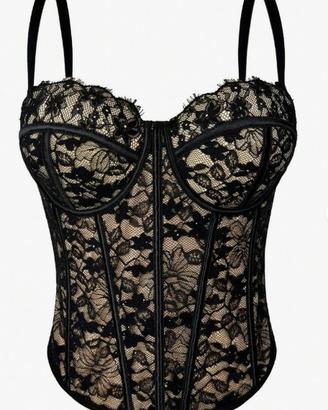 Corsetto modellante da donna con pizzo nero