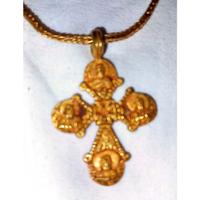 Croce Bizzantina con catena in oro 22k
