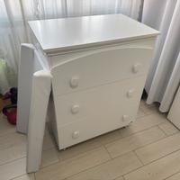 Cassettiera fasciatoio vaschetta bimbi cuoricini