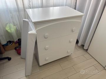 Cassettiera fasciatoio vaschetta bimbi cuoricini