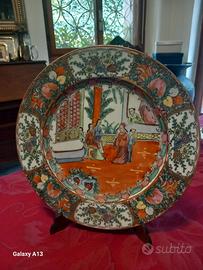 Piatto vintage porcellana cinese dipinto a mano 