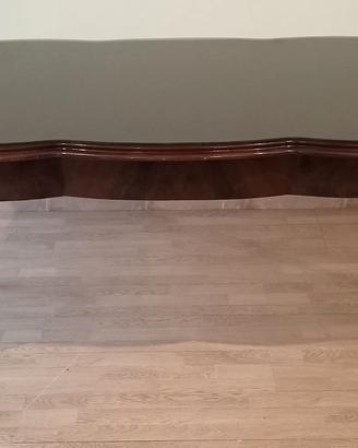 Tavolo Chippendale con piano vetro sagomato