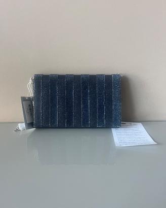 Pochette brillantinata blu e nera di Nina - nuova