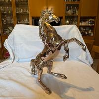 Scultura cavallo rampante vintage lucida