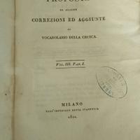 2 volumi correzione. vocabolario della Crusca 1821
