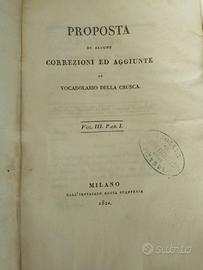 2 volumi correzione. vocabolario della Crusca 1821