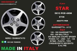 CERCHI LEGA 13 fiat STAR NERO DIAMANTE 5X13 4x98