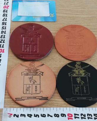 4 stemmi in cuoio 4° Battaglione Carri Passalacqua