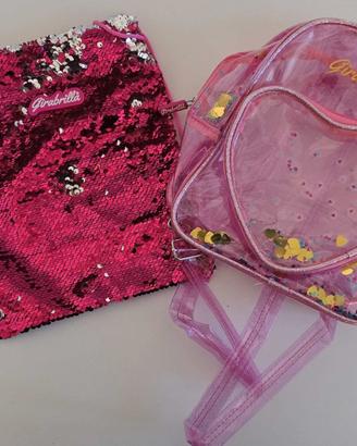 Borsa + sacca Girabrilla rosa paillettes come nuov