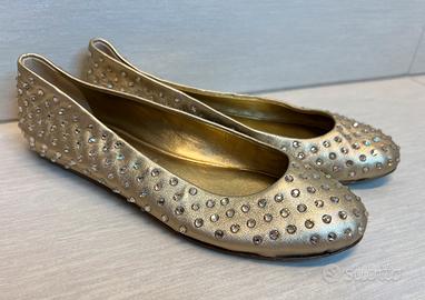 Ballerine dorate con brillanti Le Silla Abbigliamento e Accessori In vendita a Milano