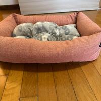 Cuccia rosa con cuscino girgio