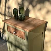 Mobiletto in legno restaurato a mano verde salvia