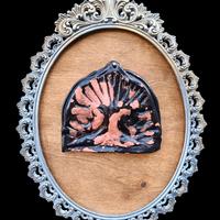 cornice barocca con ceramica albero della vita