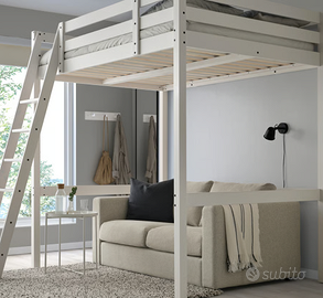 Letto piazza e mezza a soppalco e materasso IKEA