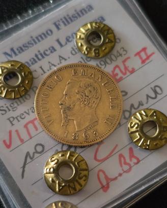 Moneta oro 10 lire Vittorio Emanuele ll anno 1863 