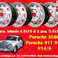 4 cerchi Porsche OE steel 4.5x15 5.5x15 356C SC Ca