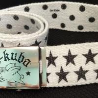 Cintura Y2K bianca pois neri stelle pallini fibbia