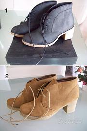 Scarpe donna polacchino allacciato e tipo camoscio