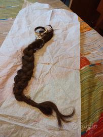 Treccia di capelli veri femminili biondo/castano 