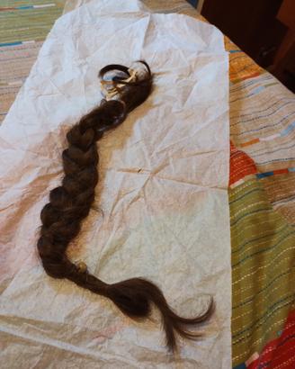 Treccia di capelli veri femminili biondo/castano 