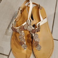 Infradito donna elegante cuoio con brillanti TG 37