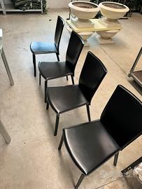 4 sedie pelle nera design italiano