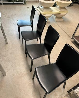 4 sedie pelle nera design italiano