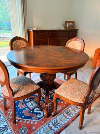 Tavolo rotondo allungabile + sedie vintage