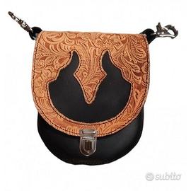 borsello in pelle con moschettoni per passanti