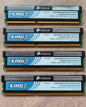 RAM 16GB(4x4) CORSAIR XMS3 DDR3 1600 CL8 (RARA)