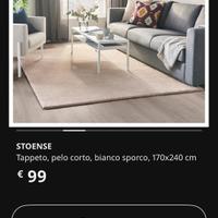 Tappeto a pelo corto bianco sporco