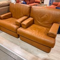 Coppia poltrone in pelle marrone