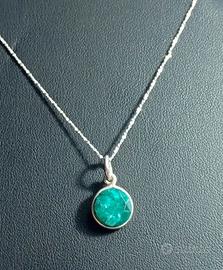 Collana in argento 925 e smeraldo naturale 