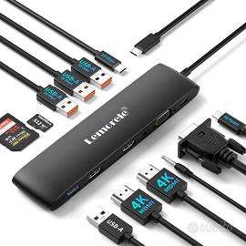 Docking Station USB-C Lemorele 12in1-3 Monitor 4K