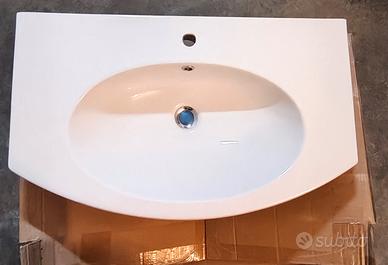 Lavabo bagno in mineralmarmo 90 cm bianco opaco (n