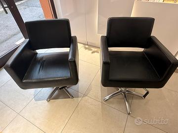 2 poltrone da parrucchiere con pompa idraulica