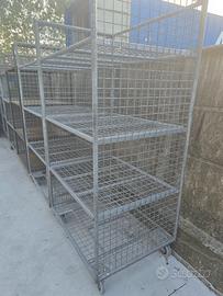 Ceste con ruote in acciaio zincato