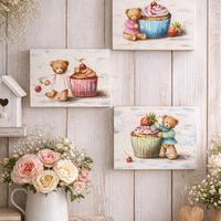 Tris quadretti Orsetti e Cupcake 